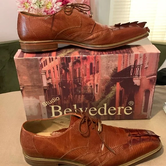 Men’s alligator/lizard shoes, size 11 medium width Mezlan Lizard Dress Shoes Cognac Penny Loafers Mayor main image 3